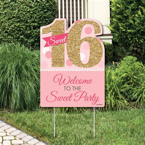 16th birthday lawn signs|personalized sweet 16 yard signs.